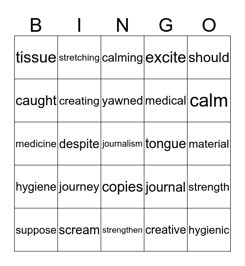 Single Word 1  (c) Bingo Card