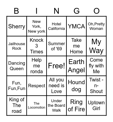 Music Bingo Card