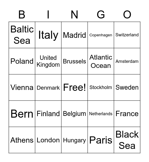 Taste of Europe Bingo Card