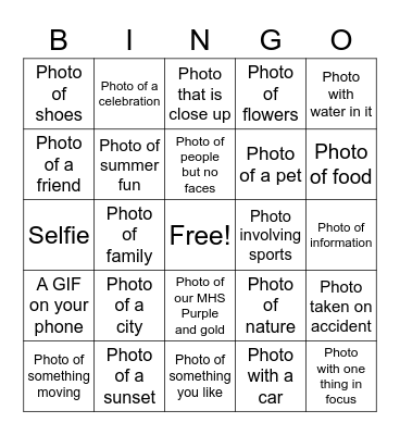 Phone to Bingo Card