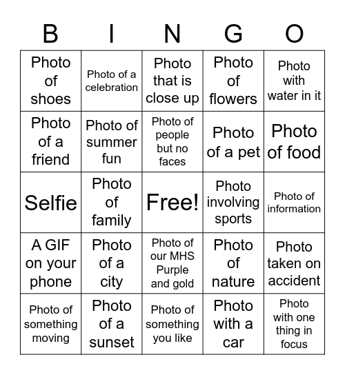 Phone to Bingo Card