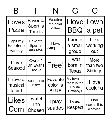 Find A Friend Bingo Card