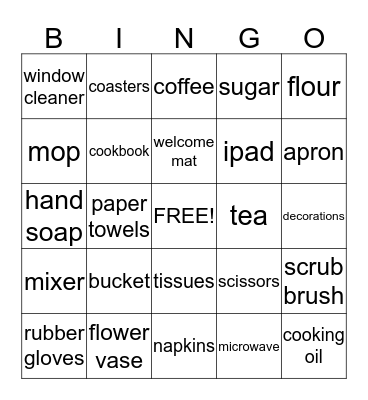 Becky's Bridal Bingo Card