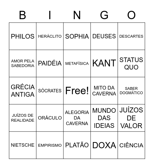 FILOSOFIA Bingo Card