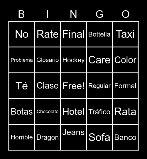 Spanish bingo Card