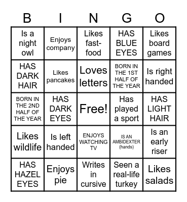 Get to Know! Bingo Card