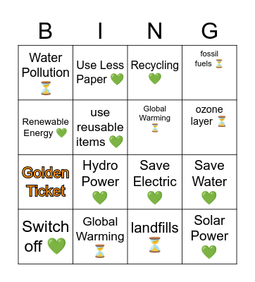 Enviroment Matters Bingo Card