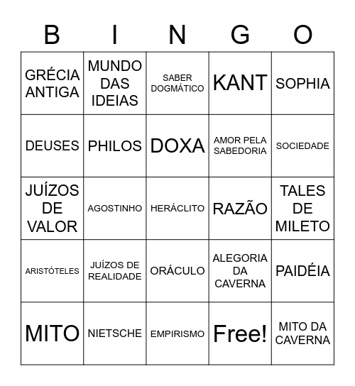 FILOSOFIA Bingo Card