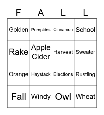 FALL Bingo Card