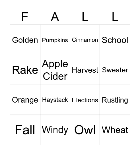 FALL Bingo Card