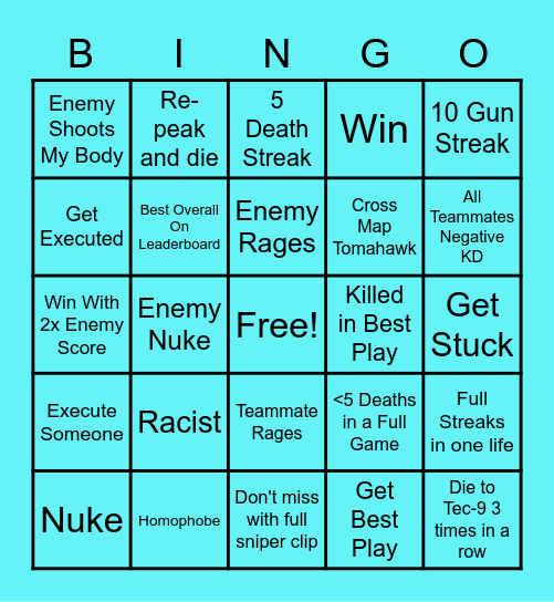 Cold War Bingo Card