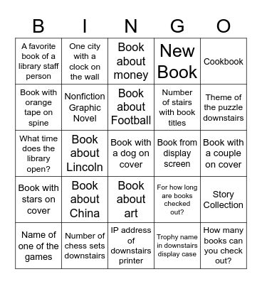 NCHS Library Bingo 2021 Bingo Card