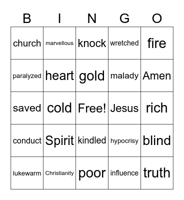 Sermon Bingo Card