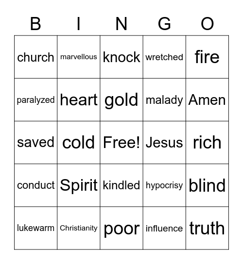 Sermon Bingo Card