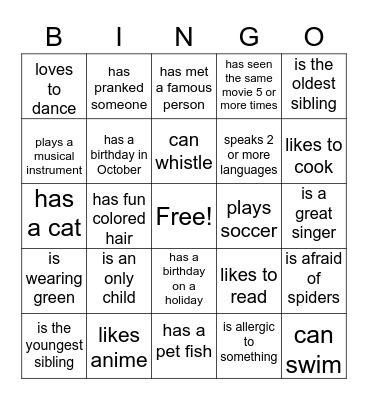 Find Someone Who... Bingo Card