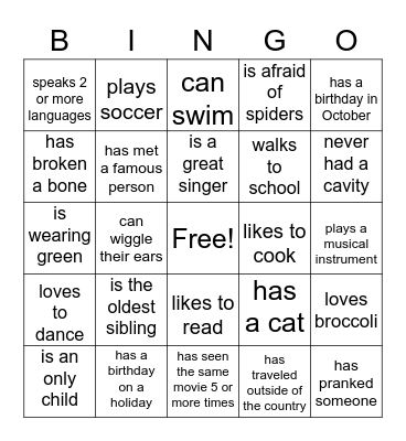Find Someone Who... Bingo Card
