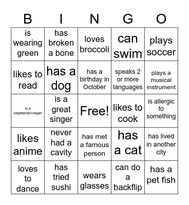 Find Someone Who... Bingo Card