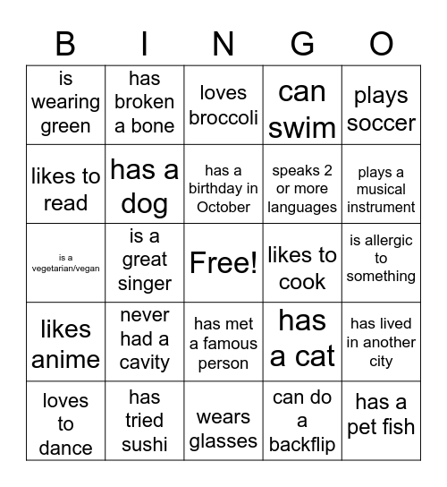 Find Someone Who... Bingo Card