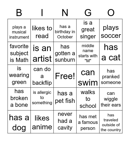 Find Someone Who... Bingo Card