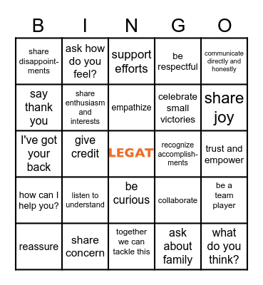 Positive Motivation Bingo Card