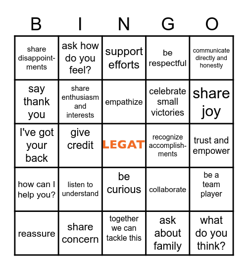 Positive Motivation Bingo Card