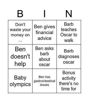 B Bingo Card