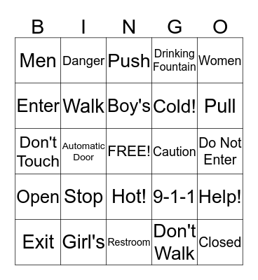 SAFETY Bingo Card