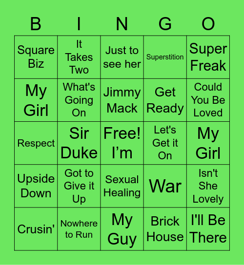 MOTOWN Bingo Card