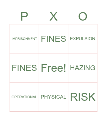 PXO BINGO Card