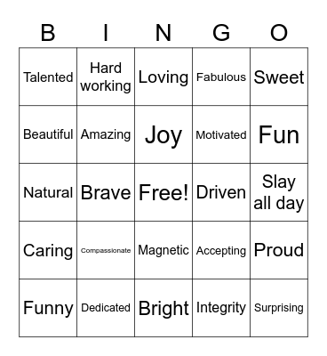 Emma 2 Bingo Card