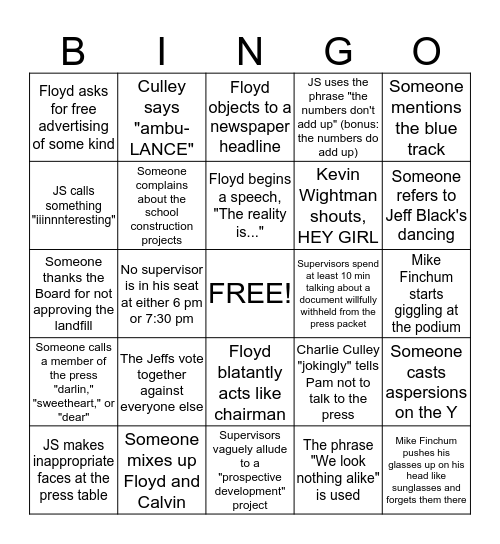 BoS! Bingo Card