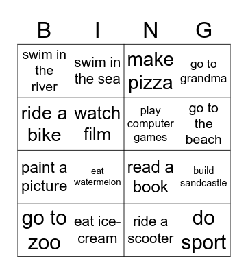 summerrrr Bingo Card