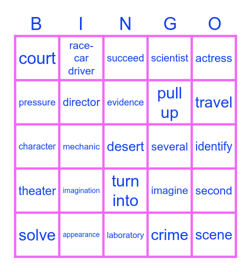 Just Thinking p.7- 8 Vocabulary Bingo Card