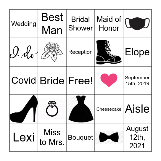 Lexi & Travis Bingo Card