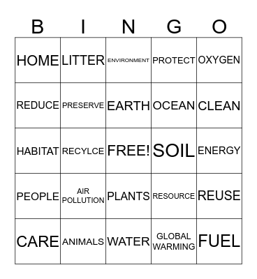 EARTH DAY Bingo Card