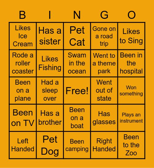 Get to Know YOU Bingo Card