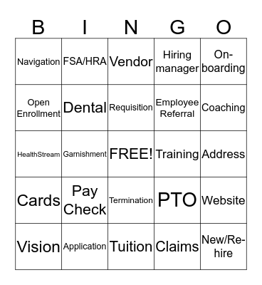 SERVICE ADVISOR Bingo Card