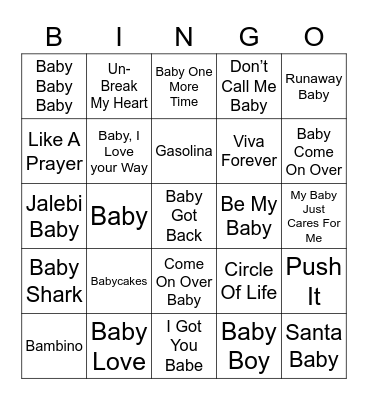 LETS PLAY BABY BINGO!!! Bingo Card