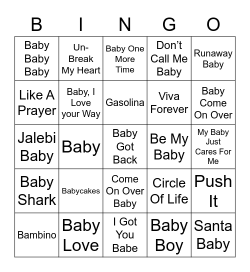 LETS PLAY BABY BINGO!!! Bingo Card