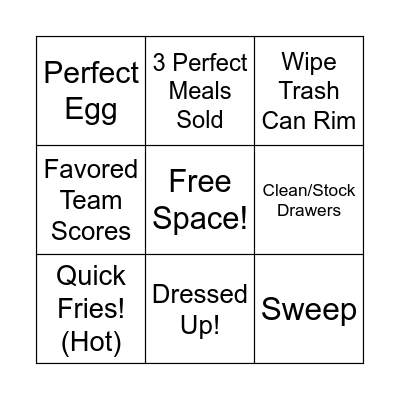 Heart of House Bingo Card