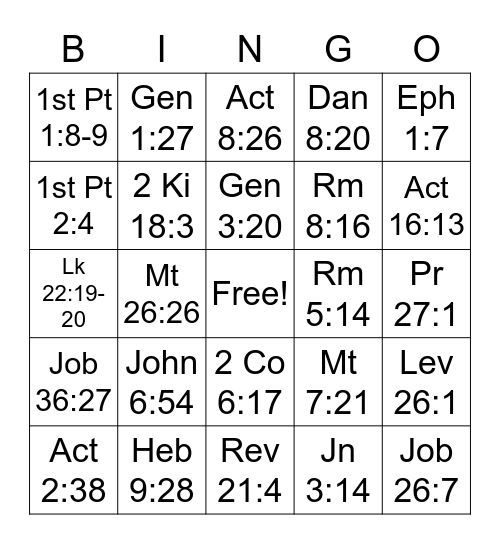 Sermon Level 1 Bingo Card