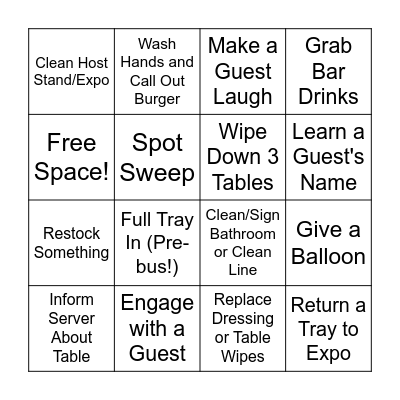 SP/Host Bingo Card