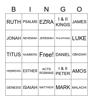 BIBLE BINGO Card