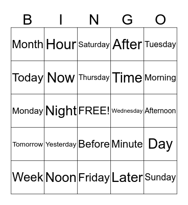 TIME Bingo Card