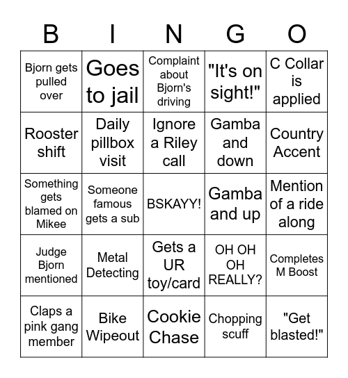 Bio Subathon BINGO! Bingo Card