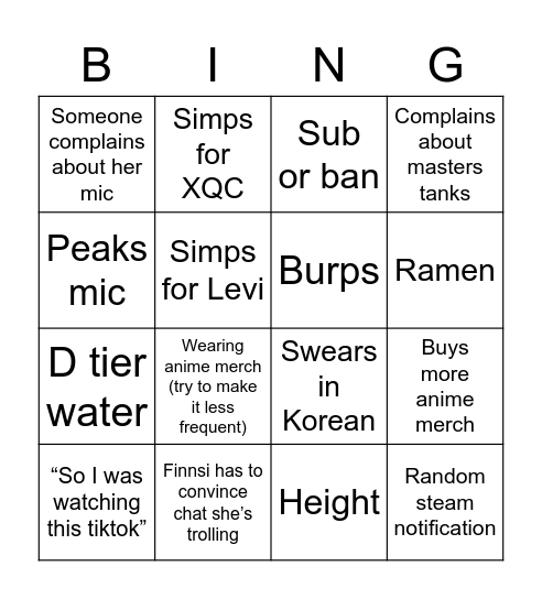 Aspen Bingo Card