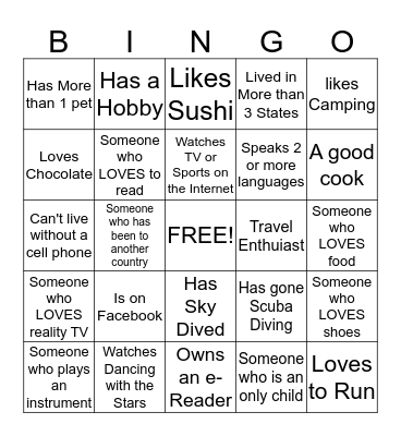 Networking Event Bingo Card