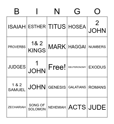 BIBLE BINGO Card