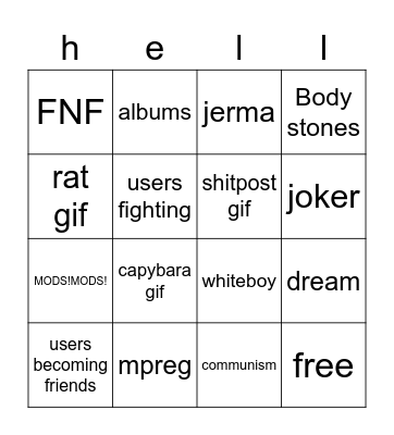 waynercord gen3 bingo card Bingo Card