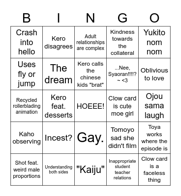 Sakura Bingo Card